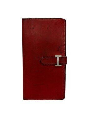 Hermes Wallet Bearn Vermilion Silver